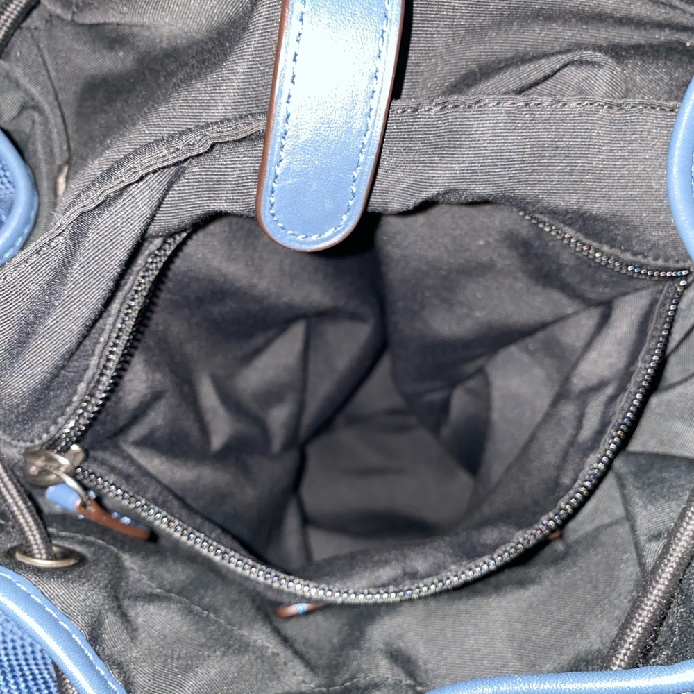 Coach Terrain Trek Travel Backpack Perforated Dark Blue Bright Yellow Accents - Picture 8 of 10